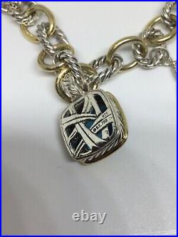 David Yurman 25th Anniversary Charm Bracelet Blue Topaz Diamond 18k Gold Silver