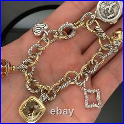 David Yurman 25th Anniversary Charm Bracelet Citrine Diamond 18k Gold Silver