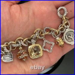 David Yurman 25th Anniversary Charm Bracelet Citrine Diamond 18k Gold Silver