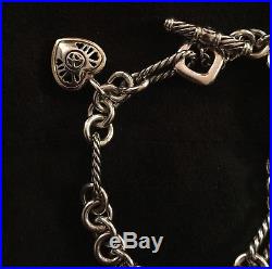 David Yurman Heart Charm Sterling Silver 18K Gold Bracelet