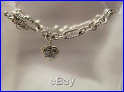 David Yurman Heart Charm Sterling Silver & 18K Yellow Gold Figaro Chain Bracelet