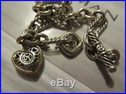 David Yurman Heart Charm Sterling Silver & 18K Yellow Gold Figaro Chain Bracelet