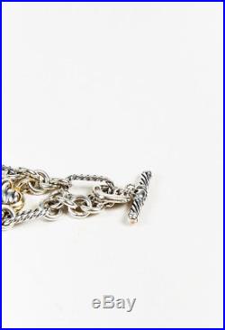 David Yurman Sterling Silver 18k Gold Cable Heart Charm Bracelet