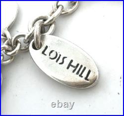 Designer Lois Hill Sterling Silver Beaded Scroll Hammered Disc Charm Bracelet