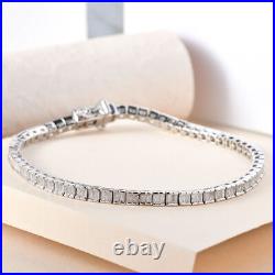 Diamond Tennis Bracelet Size 7.5 in Platinum Plated Silver Metal Wt 10.94 Grams