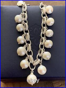 Dower and Hall Large White Pearl Charm Bracelet'Dotty' Range Sterling Silver
