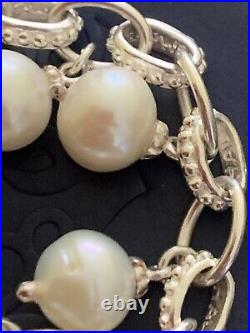 Dower and Hall Large White Pearl Charm Bracelet'Dotty' Range Sterling Silver