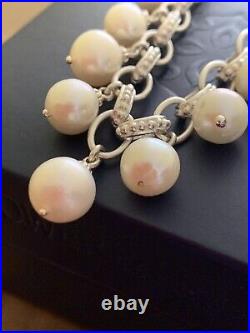 Dower and Hall Large White Pearl Charm Bracelet'Dotty' Range Sterling Silver