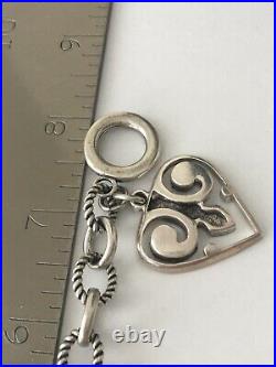 EXEX Claudia Agudelo Sterling Silver Heavy Heart Tag Charm T-Bar Link Bracelet