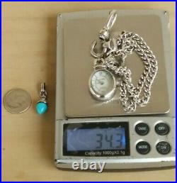 Ecclissi Sterling Silver Bracelet Watch WithTurquoise Charm MOP Toggle New Batt