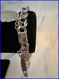 Elco Heavy Thick Sterling Silver Charm Bracelet 58.3grms