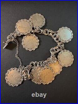 Elco Heavy Thick Sterling Silver Charm Bracelet 58.3grms