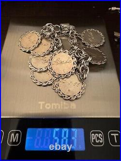 Elco Heavy Thick Sterling Silver Charm Bracelet 58.3grms