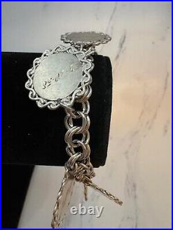 Elco Heavy Thick Sterling Silver Charm Bracelet 58.3grms