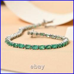 Emerald Tennis Bracelet in 14ct Gold Over Silver Size 7.5 Inches Mother Wt 8Gms