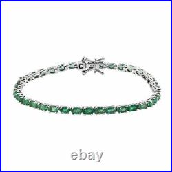 Emerald Tennis Bracelet in 14ct Gold Over Silver Size 7.5 Inches Mother Wt 8Gms