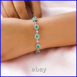 Emerald and Zircon Tennis Bracelet in Silver Metal Wt. 11.07 Gms