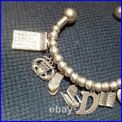 Estate Sterling Silver 925 Charms Cuff Bracelet 44 Grams