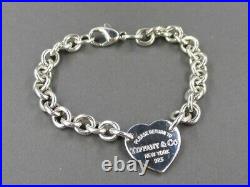 Estate Sterling Silver Heart Charm Tag Tiffany & Co Bracelet 30g 8.25L i3917