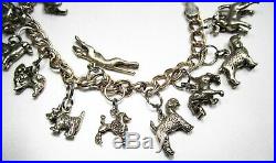 Estate Vintage Sterling Silver All DOG Charms Charm Bracelet C2069