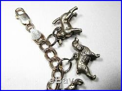 Estate Vintage Sterling Silver All DOG Charms Charm Bracelet C2069
