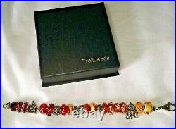 Excellent condition! TROLLBEADS Sterling & Glass Charm Bracelet-Royal Red/Amber