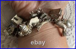 Fabulous Heavy Sterling Silver 40 Charm Bracelet, St Paul's Stanhope Charm. 81gr