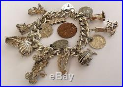 Fantastic Ladies Very Heavy Vintage Solid Silver Charm Bracelet 78 Gm Beautiful