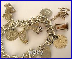 Fantastic Ladies Very Heavy Vintage Solid Silver Charm Bracelet 78 Gm Beautiful