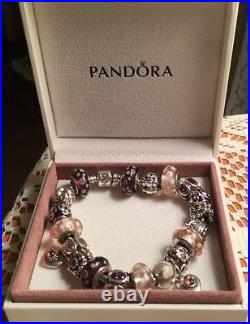 Full Authentic Pandora Charm Bracelet 8 with 21 Sterling Silver 925 ALE Charms