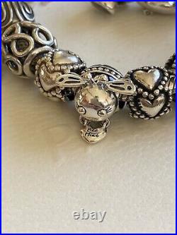 Full Pandora Bracelet And Charms. New & Used Mixed. Silver/Black/Oxidised Theme