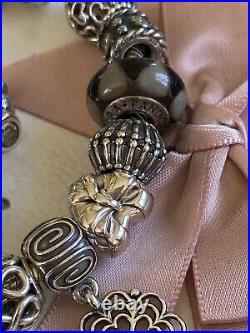 Full Pandora Bracelet And Charms. New & Used Mixed. Silver/Black/Oxidised Theme