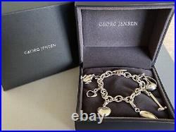 GENUINE Georg Jensen Vintage Sterling Silver 925 Heavy Charm Bracelet With Box