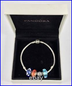 GENUINE Silver Pandora Charm Bracelet With 4 Charms 20cm