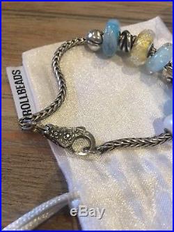 GENUINE TROLLBEADS BRACELET complete with 3 Silver Charms & 6 Beads plus stopper