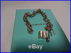 GENUINE Tiffany & Co. Sterling Silver 1837 Padlock Charm Bracelet 7.5inch F/S