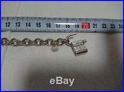 GENUINE Tiffany & Co. Sterling Silver 1837 Padlock Charm Bracelet 7.5inch F/S