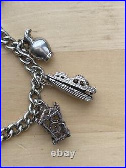 GJLtd Georg Jensen Vintage Sterling Silver Charm Bracelet Heart Padlock & Charms