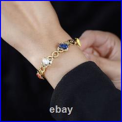 GP 0.142ct Spinel Frog Charm Bracelet in Gold Over Silver Size 8 with Sapphire