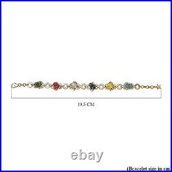 GP 0.142ct Spinel Frog Charm Bracelet in Gold Over Silver Size 8 with Sapphire