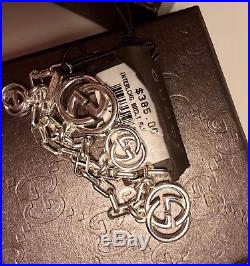 GUCCI Authentic Interlocking Silver GG Charm Bracelet, New with Tags Box Dust Bag