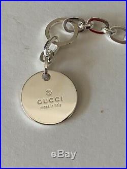 GUCCI New in Box Women's Sterling Silver Bracelet with Gucci Charm Made in Italy
