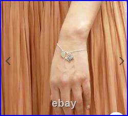 GUCCI Sterling Silver 925 Heart & Butterfly Motif Charm Bracelet 7.4 NO BOX