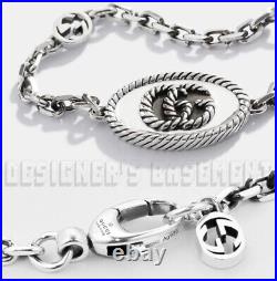 GUCCI size 18 Sterling Silver MARMONT Torchon Double G charms Chain Bracelet NIB