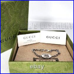 GUCCI size 18 Sterling Silver MARMONT Torchon Double G charms Chain Bracelet NIB