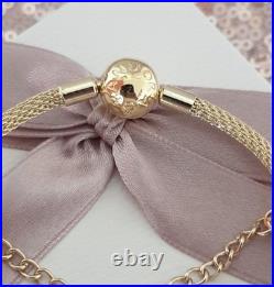 Genuine Gold Pandora Bracelet Bangle & Gold Charms + Pandora Box. 20 cms