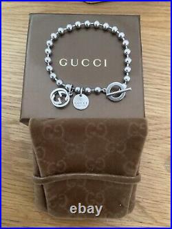 Genuine Gucci Boule charm bracelet sterling silver with box pouch
