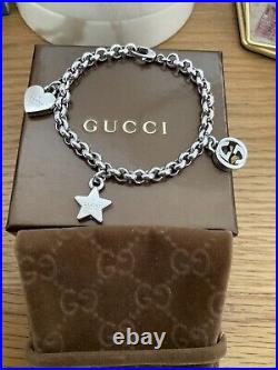 Genuine Gucci Multi charm bracelet sterling silver with box pouch