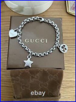 Genuine Gucci Multi charm bracelet sterling silver with box pouch