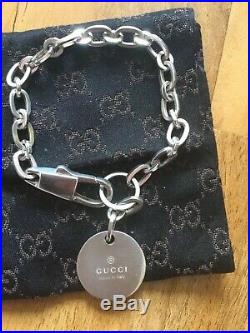Genuine Gucci Sterling Silver Disc Charm Bracelet Fully Hallmarks 23cm Long